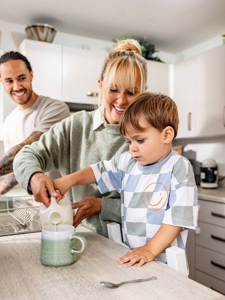 Family in kitchen