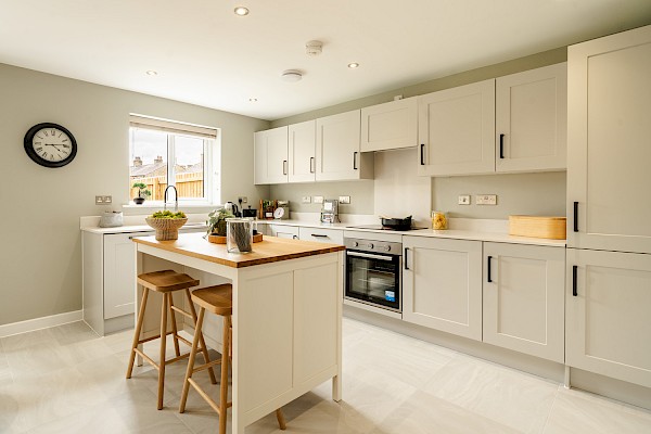 neutral kitchen with an island