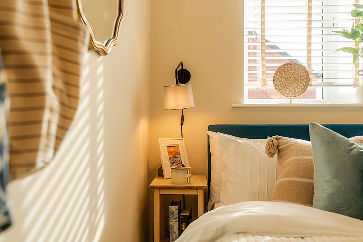 Bedside table and lamp