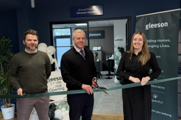 Gleeson colleagues cutting the ribbon at the new Leeds office