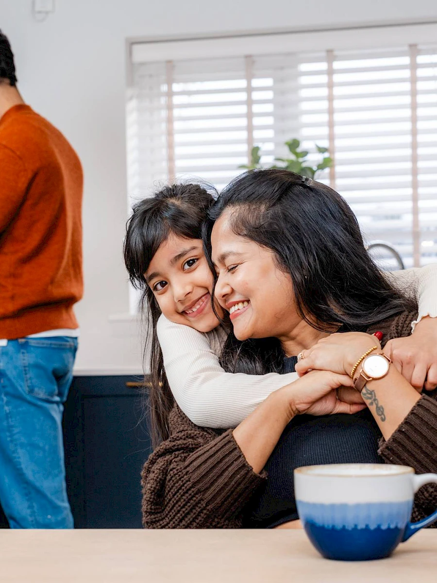 Happy family in kitchen